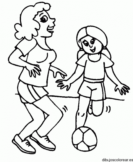 Dibujo de niñas jugando fútbol
