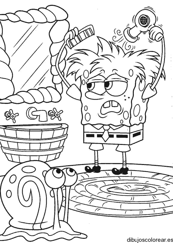 Dibujo De Bob Esponja En El Baño