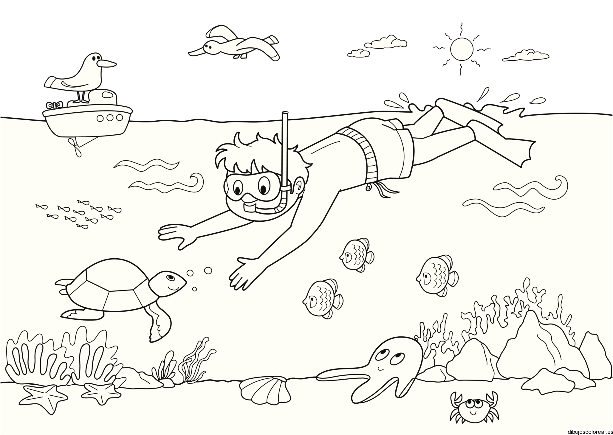 Dibujo de un niño nadando | Dibujos para Colorear