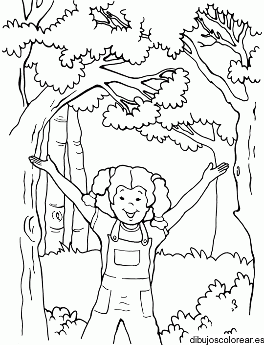 Dibujo De Una Niña En El Bosque