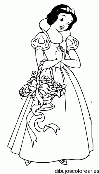 Dibujo De Blancanieves Y Un Canasto Con Flores