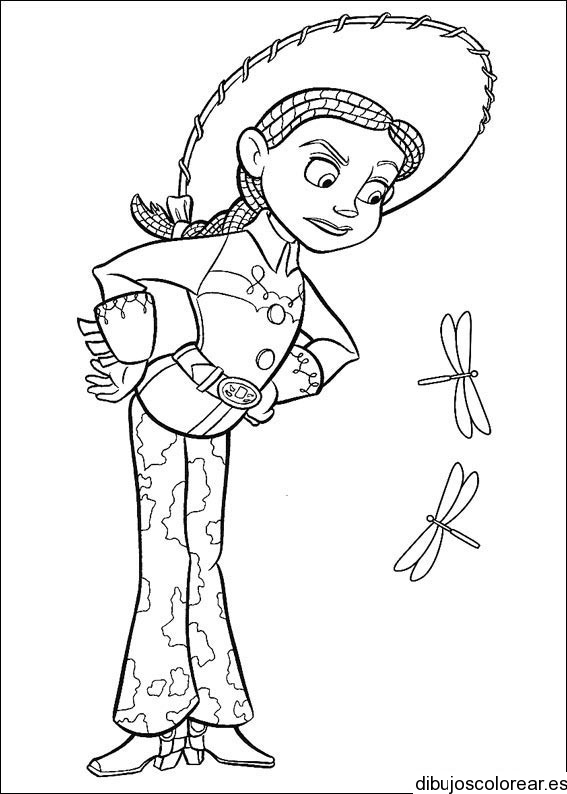 Dibujo de Jessie la vaquerita con luciérnagas | Dibujos para Colorear