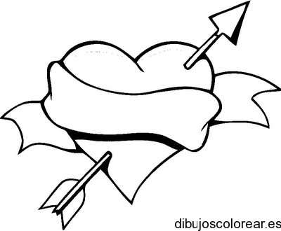 Dibujo de un corazón y una flecha con una franja