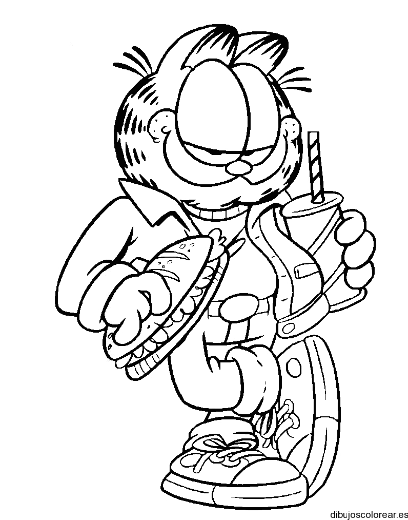 Dibujo De Garfield Con Una Hamburguesa