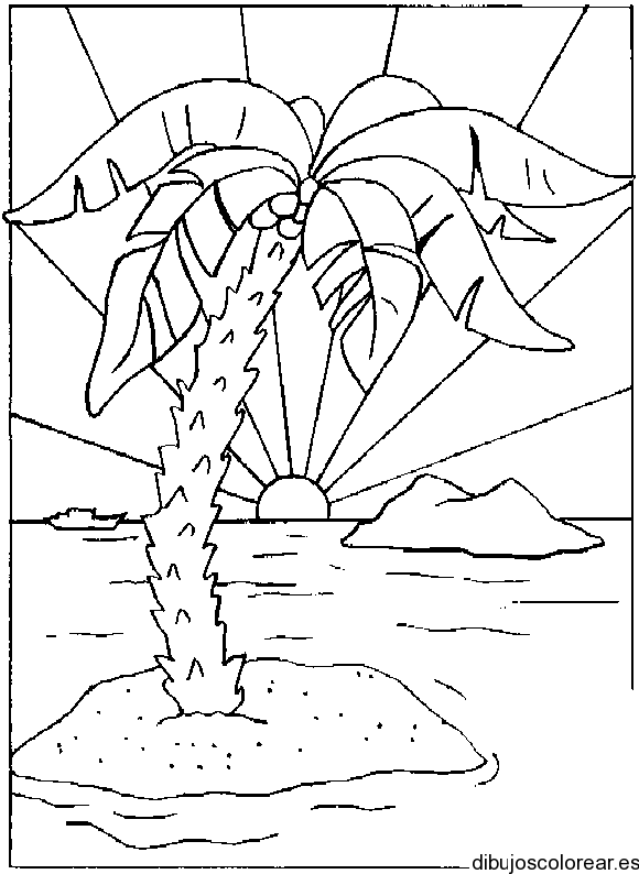 palm tree sunset coloring pages - photo #6