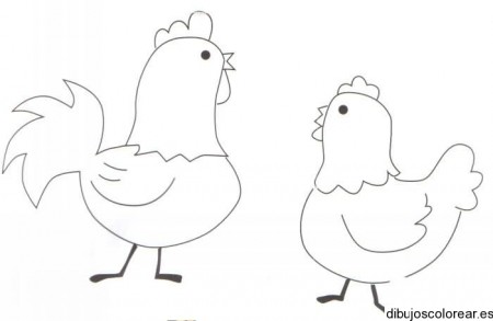 Dibujo de dos gallinas