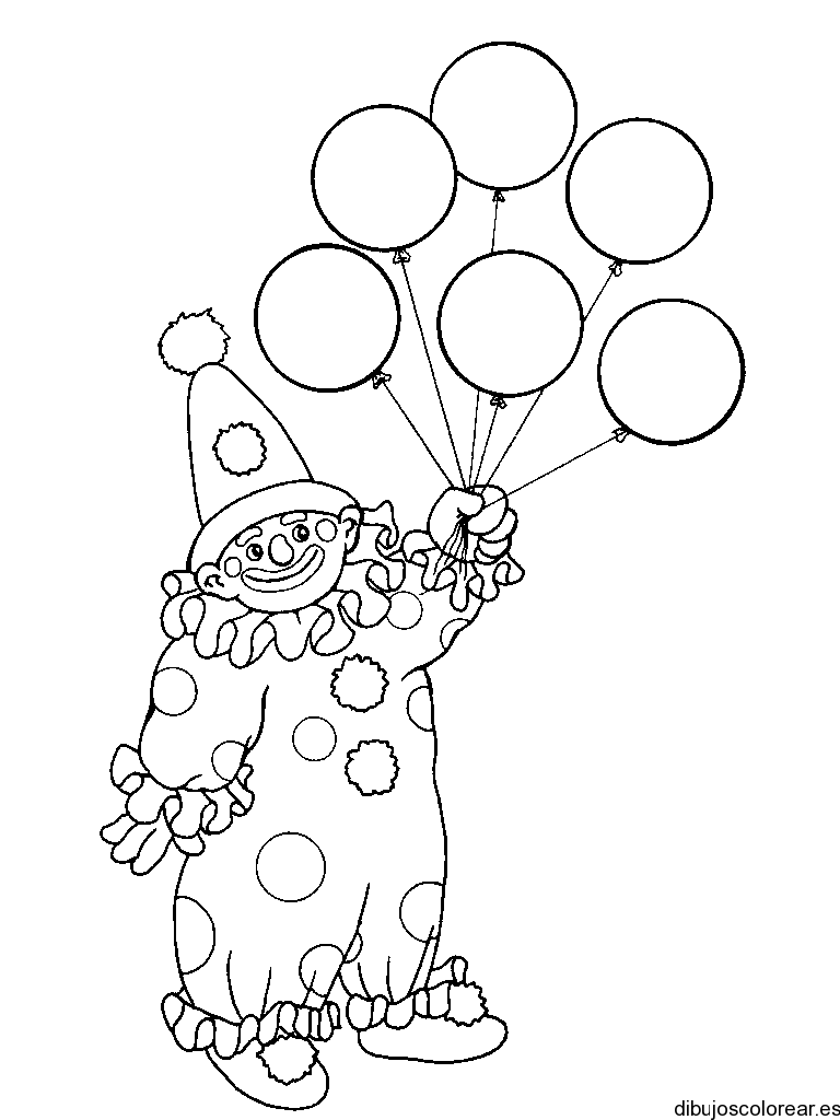 Dibujo de un payaso y sus globos