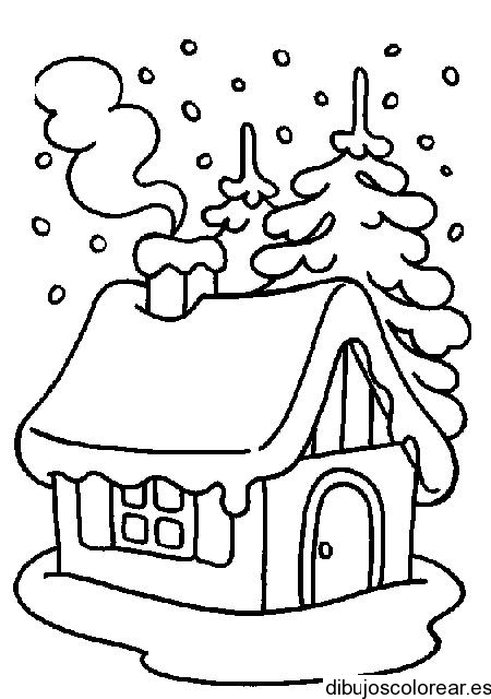 Dibujo de un casa cubierta de nieve