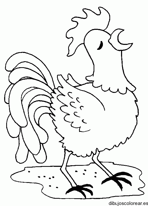 Dibujo de un gallo cantando al amanecer