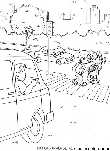 Dibujo de niños cruzando la calle