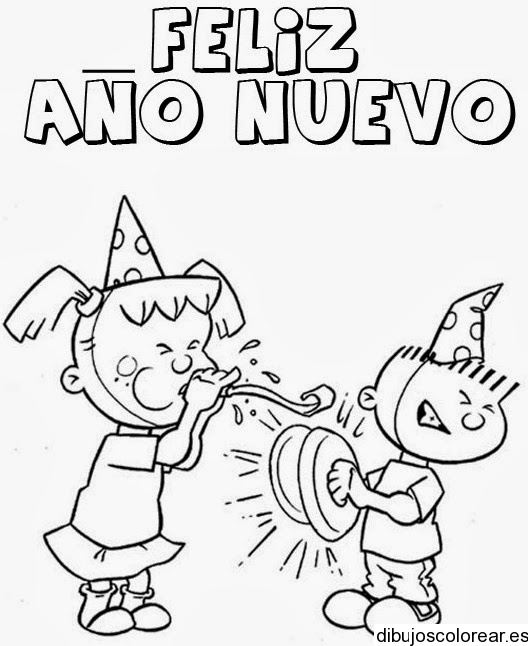  Dibujo de niños celebrando el Año Nuevo