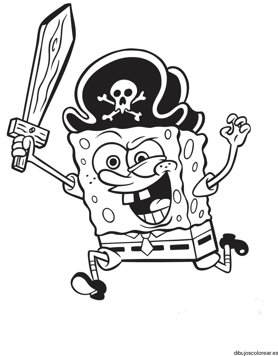 Dibujo de Bob Esponja con sombrero pirata