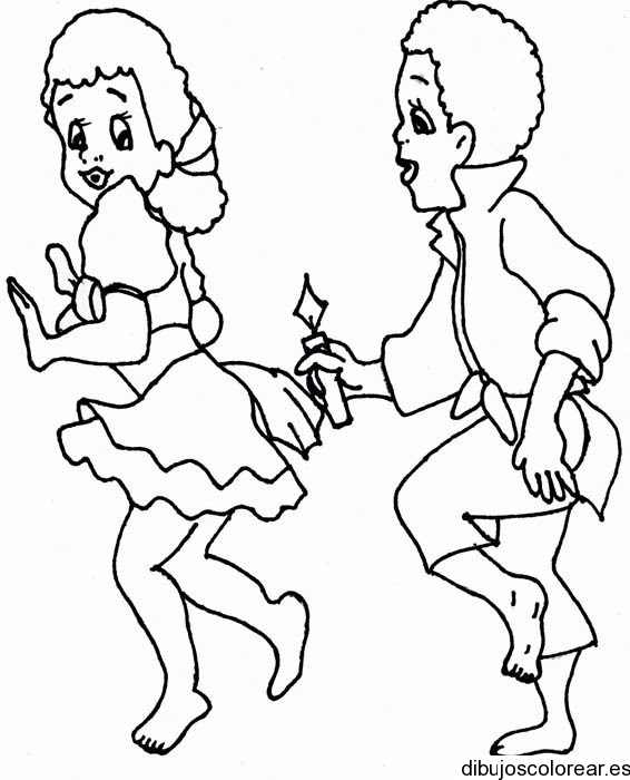 Dibujo de dos niños bailando