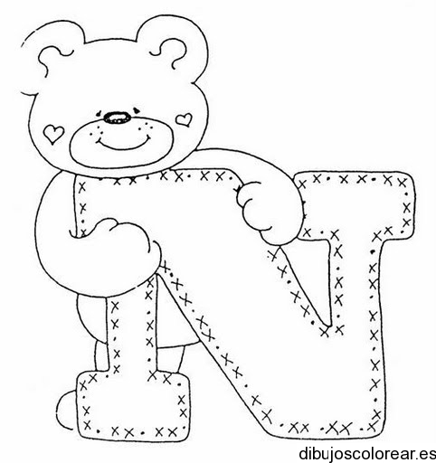  Dibujo de un oso con la letra N
