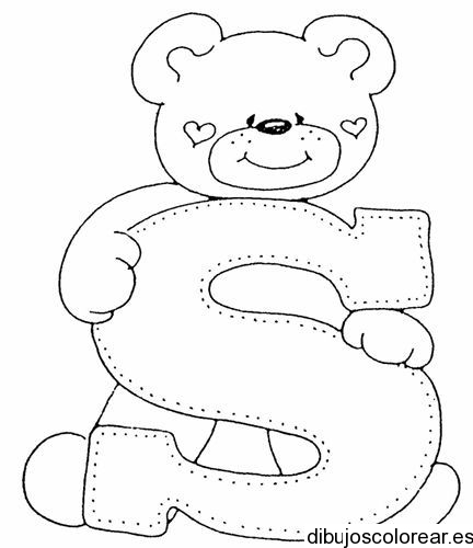 Dibujo de un oso con la letra S