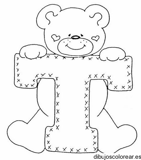 Dibujo de un oso con la letra T