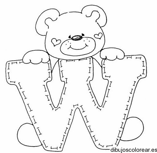 Dibujo de un oso con la letra W