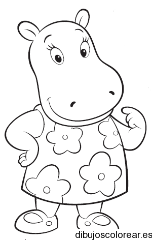 Dibujo de Hipopótamo paseando