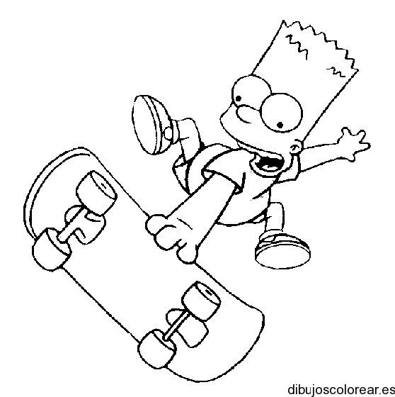Dibujo de Bart Simpon Jugando con una patineta