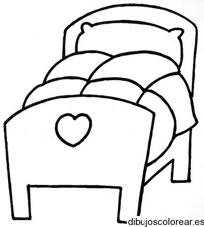 Dibujo de una cama con un corazón