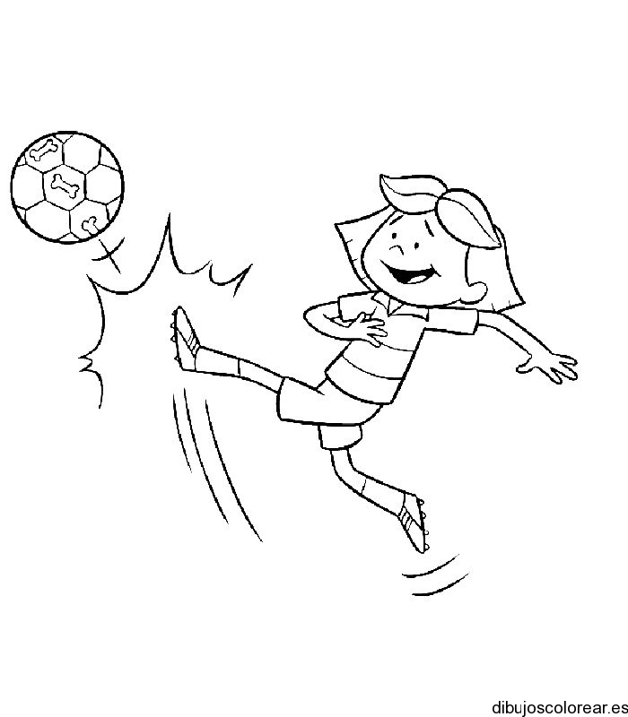 Dibujo de niña jugando futbol