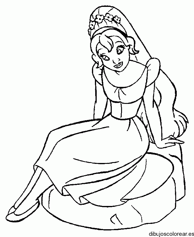 Dibujo de una pensativa princesa