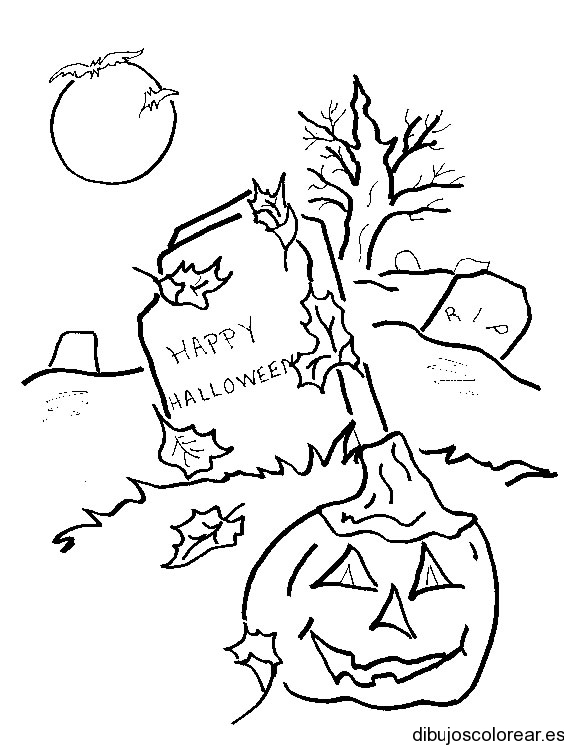  Dibujo de un cementerio de halloween