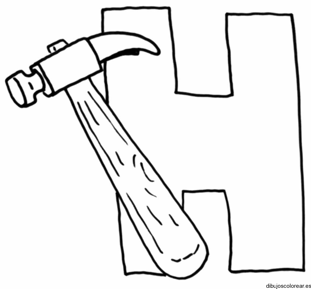 Dibujo de la letra H con un martillo