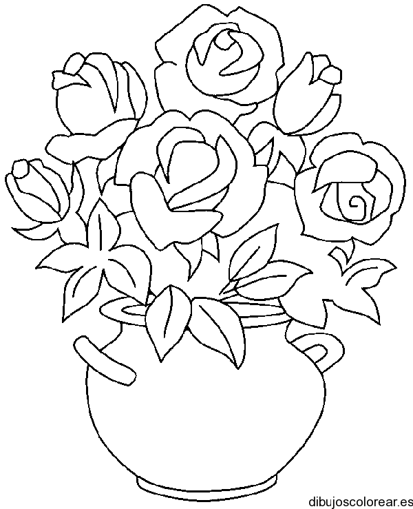 Dibujo de un ramo de rosas en un jarrón