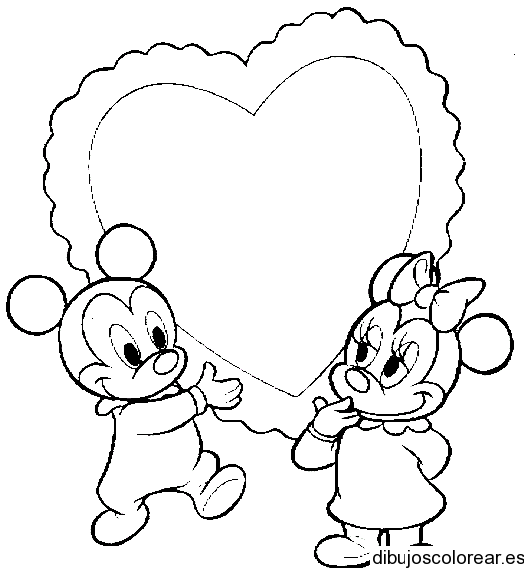 Dibujo De Mickey Y Minnie En Un Corazon