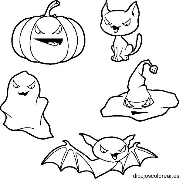 Dibujo de un grupo listo a halloween