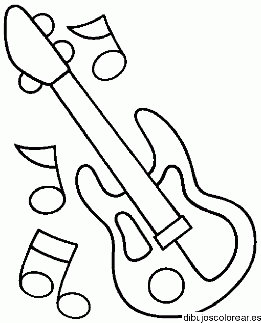 Dibujo de una guitarra con música