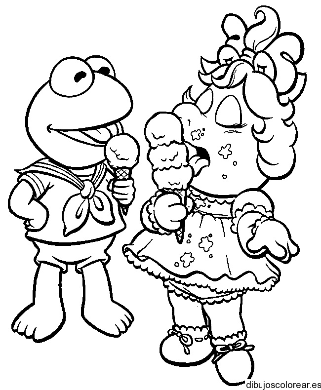 Dibujo de una niña comiendo helado