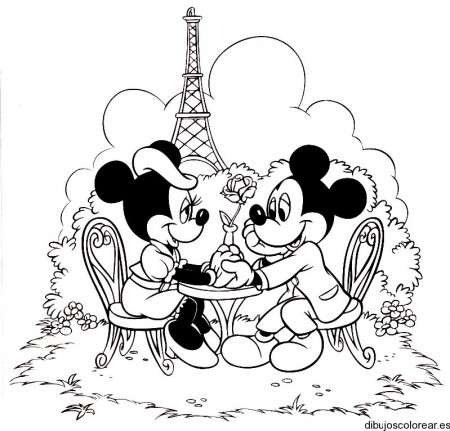 Dibujo de Minnie & Mickey Mouse en París