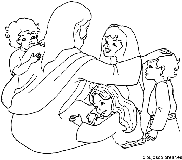 Dibujo de Jesús hablando a los niños