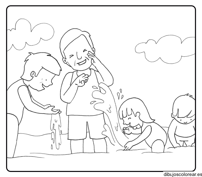 Dibujo De Una Familia En La Playa
