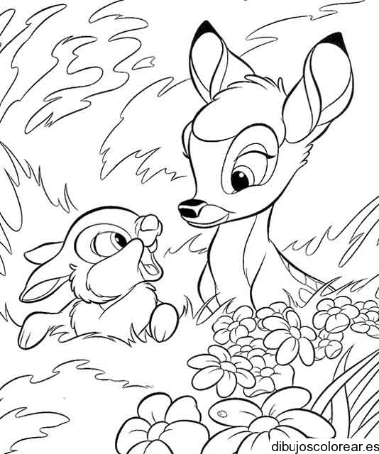 Dibujo de un venado y un conejo