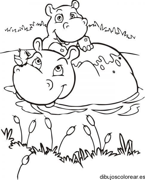 Dibujo De Familia Hipopótamos