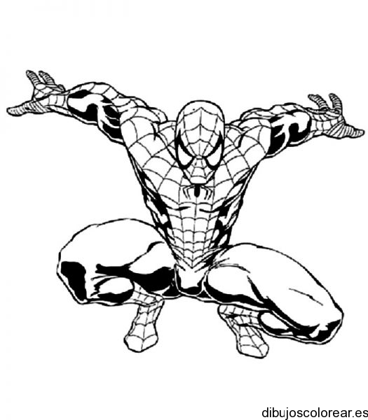 Dibujo del hombre araña arrodillado