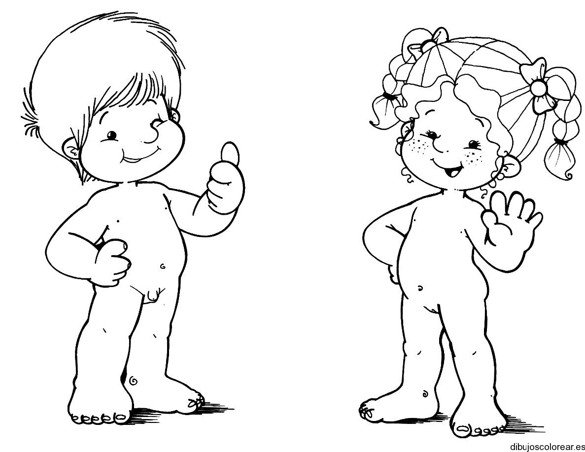 Dibujo de un niño y una niña