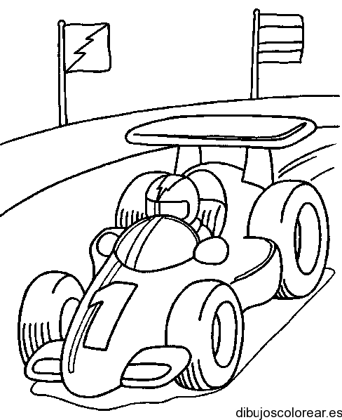Dibujo de un coche de carreras llegando a la meta