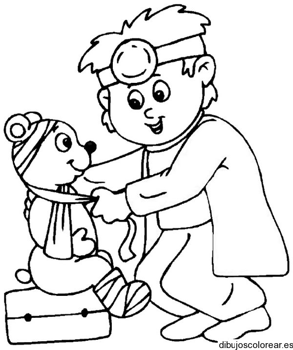 Dibujo de un niño con el doctor