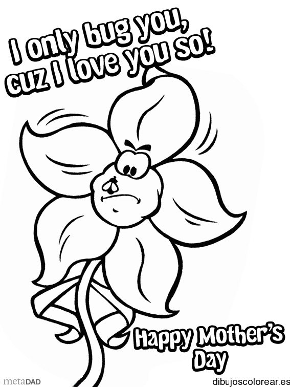  Dibujo de una flor con Happy Mother's Day