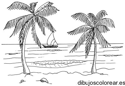 Dibujo de un paisaje en la playa