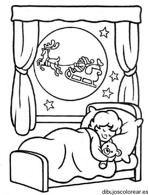 Dibujo de un niño durmiendo en navidad